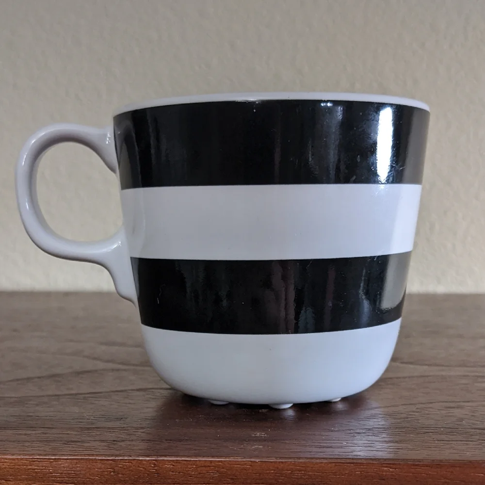 Ikea TICKAR Black & White Striped Coffee Mug Cup Discontinued